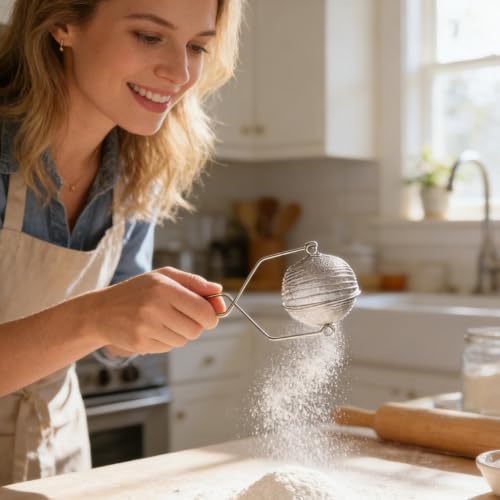 Cabilock Stainless Steel Flour Sieve Handheld Mesh Flour Sifter - Image 2
