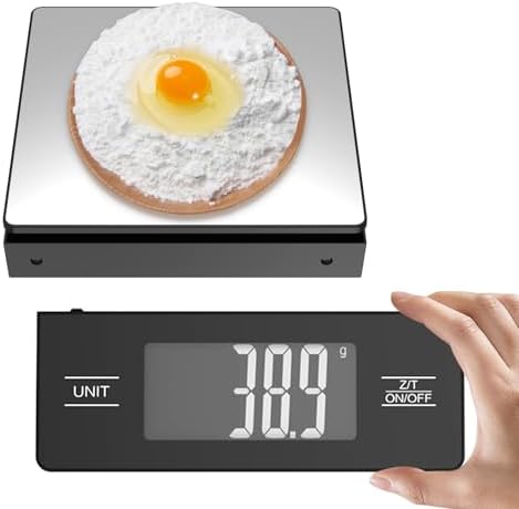 Digital Food Scale with Detachable Display, Metallic Black 1g Precision by KitchenScale