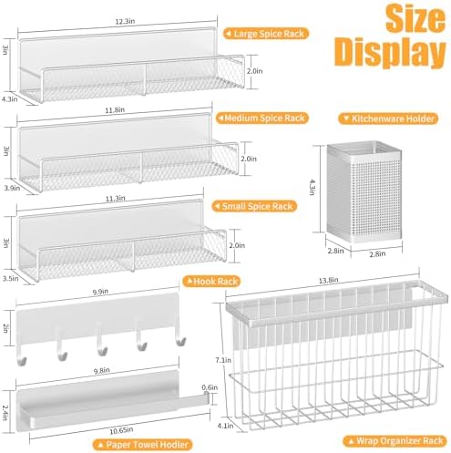 Magnetic Spice Rack for Refrigerator, 7 Pack 100% Metal Strong Magnet Shelf - Image 2