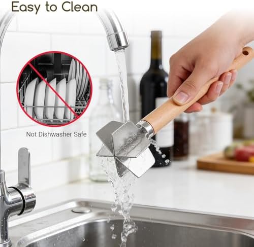 Meat Masher Stainless Steel Meat Chopper, 6-Blade Ground Beef Chopper Tool - Image 6