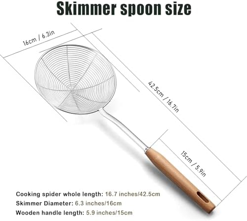 IQCWOOD 6.3" Stainless Steel Spider Strainer - Image 2