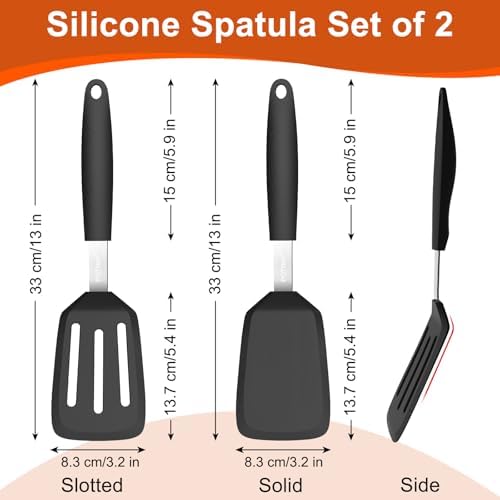 2 Pack Silicone Kitchen Spatula Set, 600°F Heat Resistant - Image 2