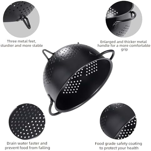 Metal Colander 5 Quart Powder Coated Self-draining Metal Strainer - Image 5