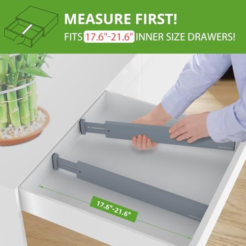 ANTOWIN Expandable Bamboo Drawer Dividers, Fits 17.6-21.6" Drawers - Image 3