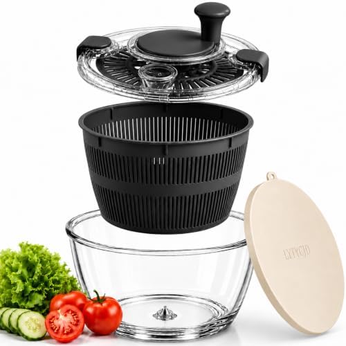Large 5.2 Qt Glass Salad Spinner by LY
