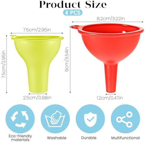 4 PCS Kitchen Silicone Funnel, 4 Colors Kitchen Funnel Set Wide Mouth Funnels - Image 2