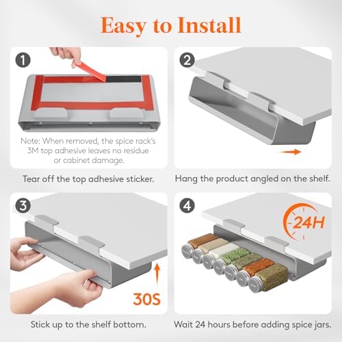 Lifewit Under Cabinet Spice Rack, Seasoning Organizer - Image 5