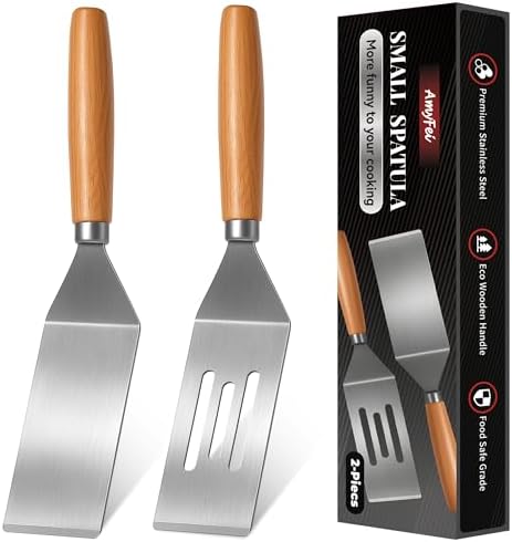 Stainless Steel Mini Spatula, Wooden Handle Small Spatula by AmyFei