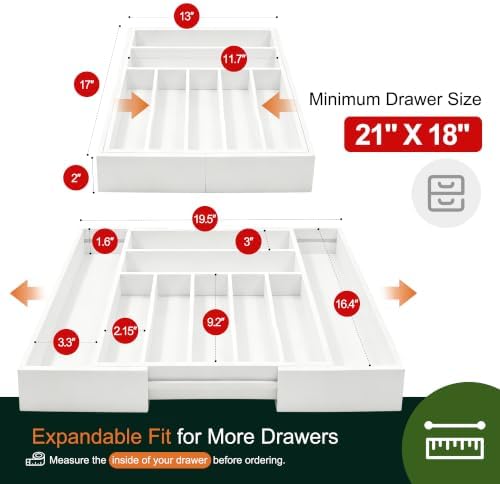 Large Premium Bamboo Silverware Organizer - Image 2