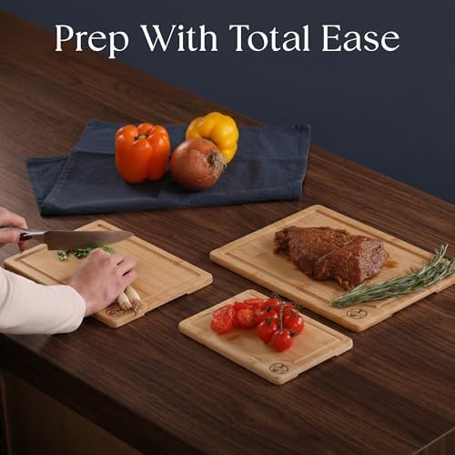 Pre-Oiled, Non Toxic 3-Piece Bamboo Cutting Board Set of 3 - Image 3