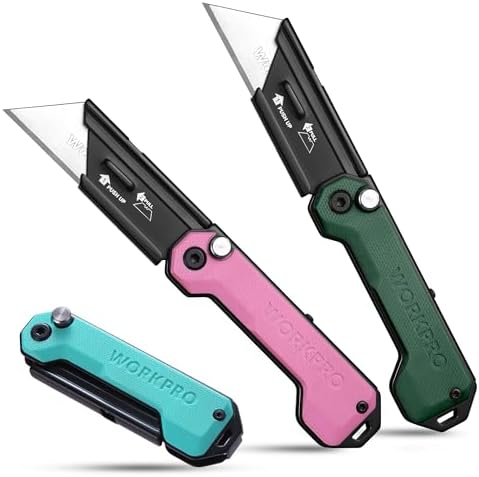 WORKPRO 3-Pack Folding Utility Knife, G10 Handle by WORKPRO