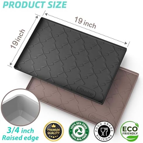 SIKADEER Waterproof Under Sink Mat 19" x 19" Silicone Mat Cabinet Protector - Image 3