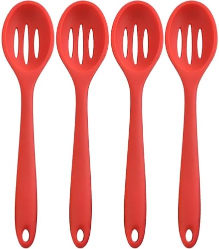 Linwnil 4 Pieces Silicone Slotted Spoons, 10.6 Inch Nonstick Mixing Serving by Linwnil