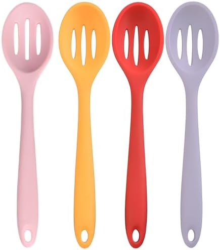 4 Pcs Slotted Spoons For Cooking, Nonstick Mixing Serving Spoons by Gyinere