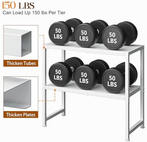 2-Tier Expandable Kitchen Storage Shelf, 150LBS Heavy Duty Metal Shelving Units - Image 4