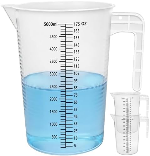Artcome 3-Pack 5000ml Mixing Pitchers, Plastic Measuring Pitcher by Artcome