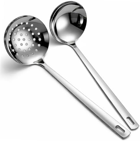 Berglander Slotted Spoons and Kitchen Ladle Spoon Set 2 Pcs, Stainless Steel by Berglander
