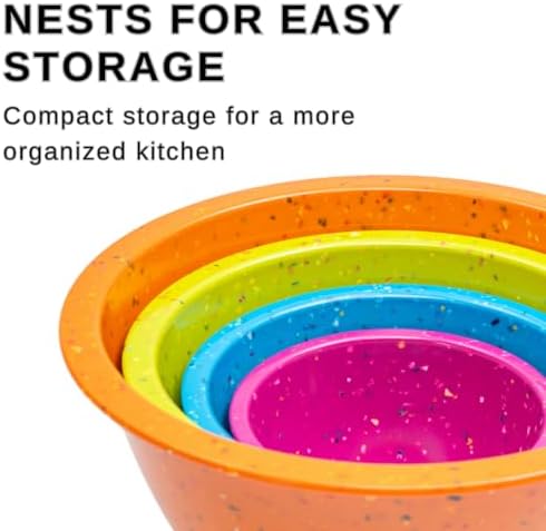 bzyoo Confetti Melamine 4 Piece Nesting Mixing Bowls Set, Colorful Vibrant - Image 2