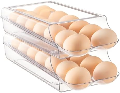 Vtopmart 2 Pack Egg Holder for Fridge, Automatic Rolling Egg Container by Vtopmart