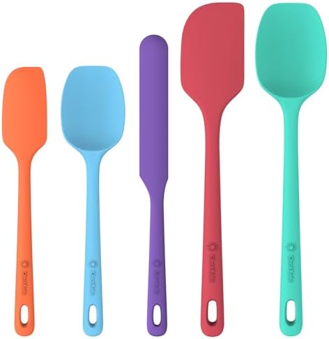 ChefAide 5 Pieces Silicone Spatulas Set, Heat Resistant Rubber Spatula by ChefAide