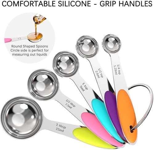 TILUCK Nesting Measuring Cups and Spoons Set, Stainless Steel - Image 4