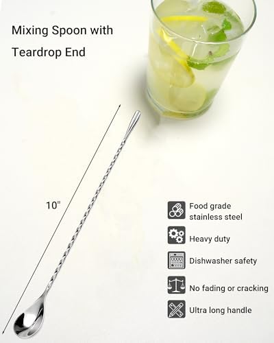 Bar Spoon Set 10 Inch Stainless Steel Cocktail Mixing Spoon 2Pack - Image 4