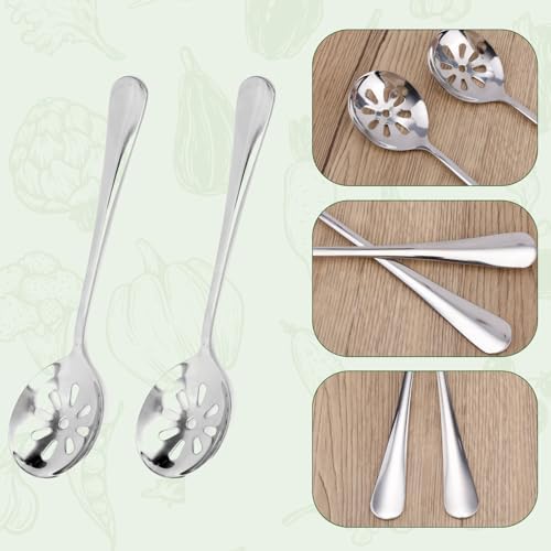 3pcs Slotted Spoons for Soups Dips Cereals, 7.87x1.97in/20x5cm 9-Hole Stainless - Image 4
