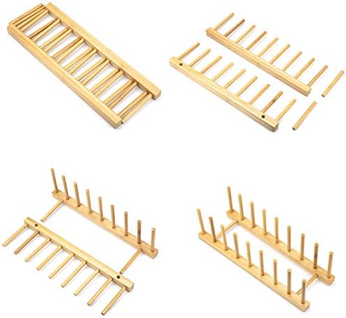 Lawei 4 Pack Bamboo Dish Drying Rack, Plate Rack Stand Pot Lid Holder, Dish - Image 3