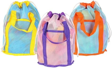 3PCS Mesh Beach Bag, Foldable Toy Storage Bag by TrueLux