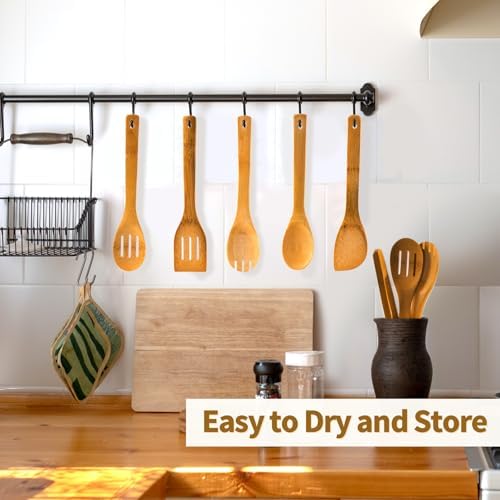 Eisinly 7-Piece Wooden Cooking Spoons, Durable Carbonized Bamboo Utensil Set - Image 5