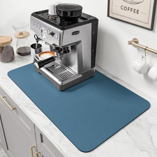 PoYang 24x16 Inch Coffee Mat, Large Dish Drying Mat, Sea Blue by PoYang