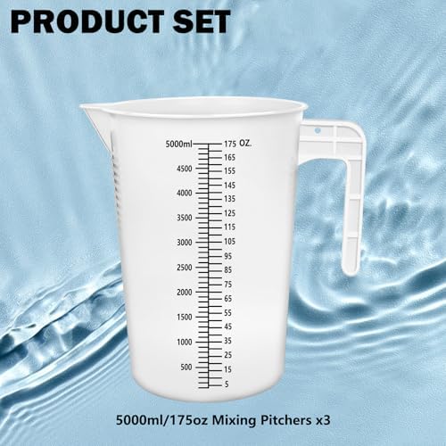 Artcome 3-Pack 5000ml Mixing Pitchers, Plastic Measuring Pitcher - Image 2