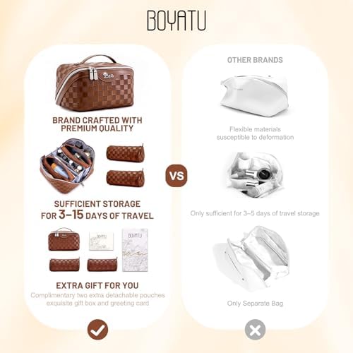BOYATU Travel Makeup Bag Organizer: 180°Open-Flat 3 Pcs Make up Bags Set - Image 2