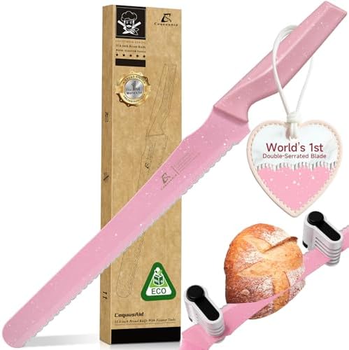 CoquusAid Bread Knife for Homemade Bread, World's 1st Double Serrated Knife by CoquusAid