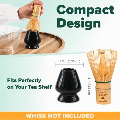 Aprika Life Matcha Whisk Holder Black, Ceramic Chasen Stand - Image 4