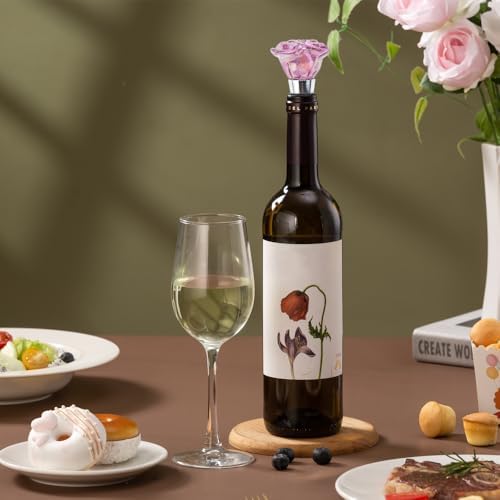 2 PACK Rose Wine Stopper, Bottle Stopper Wine Saver, Reusable Wine Corks - Image 3
