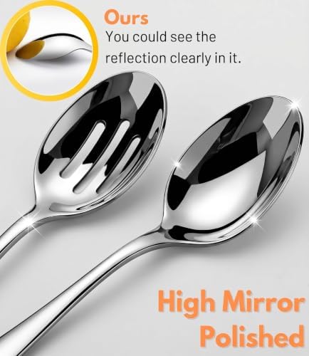 VIVANI 4-Piece Serving Spoons Set, 8.5-Inch Serving Spoon and Slotted Spoon - Image 3