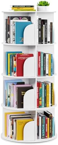 SpaceAid 4 Tier Rotating Bookshelf Tower, Spinning Bookcase Lazy Susan by SpaceAid