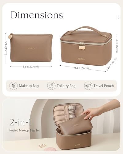 Prite Makeup Bag Travel Cosmetic Case, Toiletry Bag Organizer - Image 2