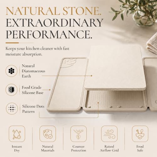 Large Stone Drying Mat for Kitchen Counter, Diatomaceous Earth Foldable Dish - Image 4