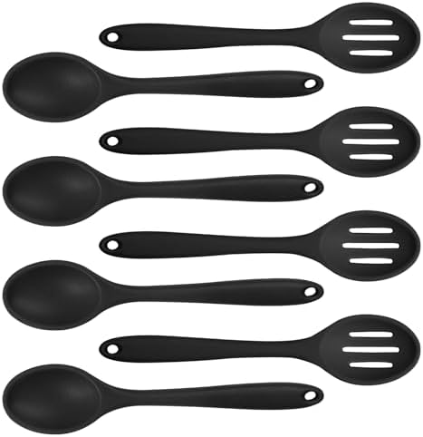 8 Pcs Heat Resistant Non Stick Silicone Serving Spoons Set -Ideal by ZGQHZR