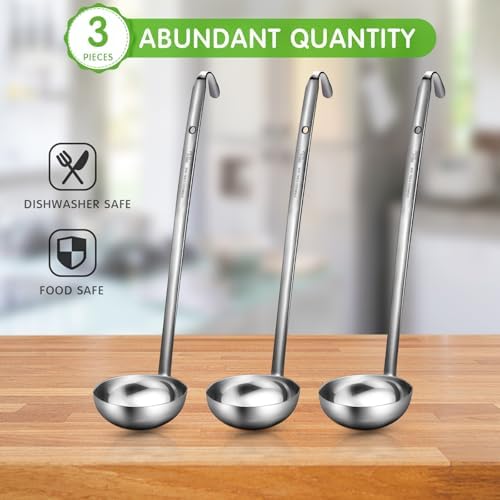 Meekoo 3 Pcs Stainless Steel Ladles Soup - Image 3
