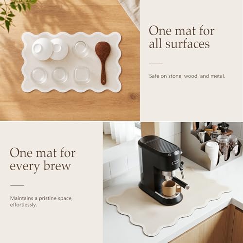 Scalloped Dish Drying Mat for Kitchen Counter, Absorbent Easy Clean Non-slip - Image 4