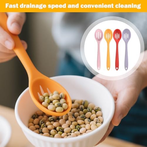 4 Pcs Slotted Spoons For Cooking, Nonstick Mixing Serving Spoons - Image 5
