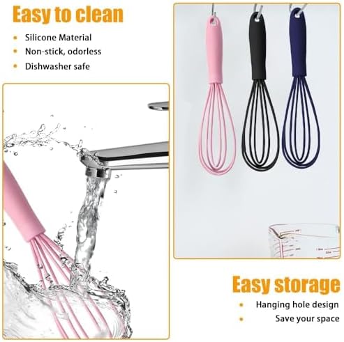 5 Pcs Silicone Mini Whisk, Stainless Steel Dough Small Whisk - Image 6