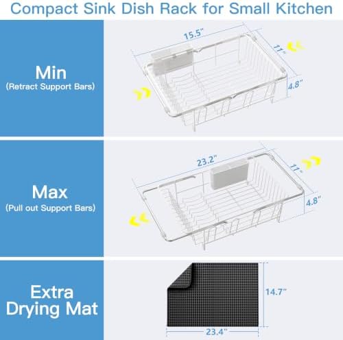 JASIWAY White Dish Drying Rack in Sink - Image 6