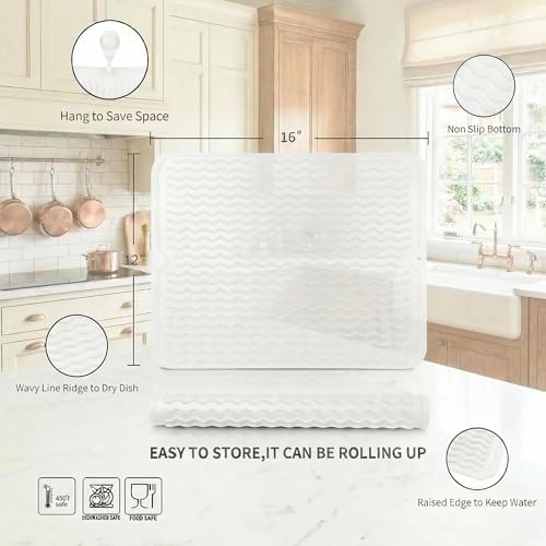 MicoYang Silicone Dish Drying Mat — Quick-Dry Ridges Counter & Sink Pad - Image 2