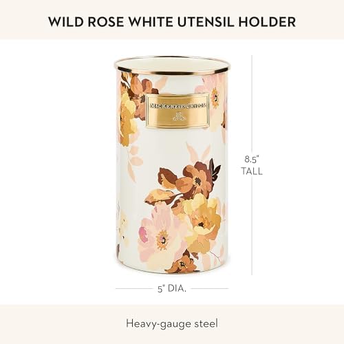 MACKENZIE-CHILDS Enamel Utensil Holder, Wild Rose White - Image 4