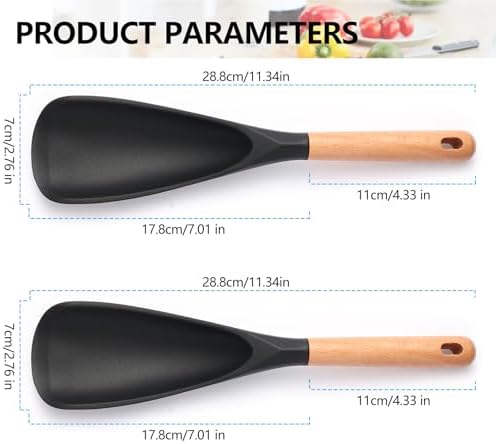 2 Pcs Wooden Handle Silicone Cooking Spoon Set - Image 6