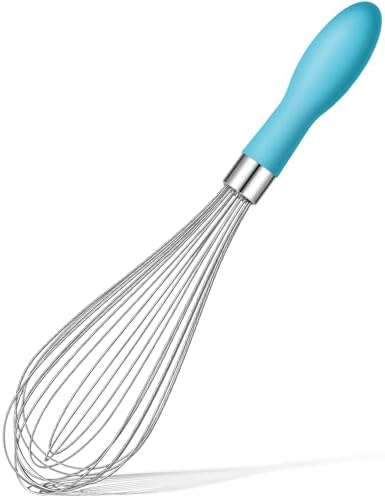 Whisk for Cooking Reinforced Anti-Break Handle Stainless Steel 12in Blue by Rainspire